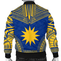 Nauru Flag Polynesian Chief Men's Bomber Jacket - Polynesian Pride