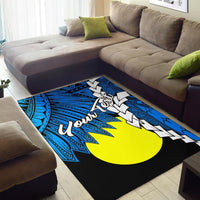 Palau Polynesian Custom Personalised Are Rug - Tribal Wave Tattoo Flag Style - Polynesian Pride