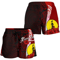 New Caledonia Polynesian Custom Personalised Women's Shorts - Coat Of Arm With Hibiscus - Polynesian Pride