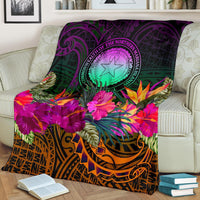 Northern Mariana Islands Polynesian Premium Blanket - Summer Hibiscus - Polynesian Pride