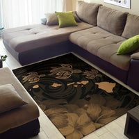 Hawaii Turtle Hibiscus Map Polynesian Area Rug AH - Polynesian Pride
