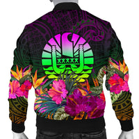 Tahiti Personalised Men's Bomber Jacket - Summer Hibiscus - Polynesian Pride