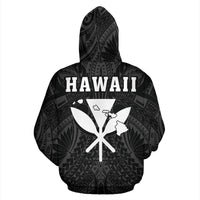 Polynesian Fish Hook Kanaka Map of Hawaii Zip Hoodie White - Polynesian Pride
