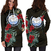 Marshall Islands Hoodie Dress - Marshall Islands Seal Hibiscus - Polynesian Pride