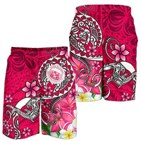 Hawaii Polynesian Men's Shorts - Hawaii Seal With Turtle Plumeria (Pink) - Polynesian Pride