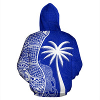 Papua New Guinea Polynesian Hoodie Coconut Tree Blue - Polynesian Pride