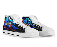 Papua New Guinea Custom Personalised High Top Shoes Blue - Vintage Tribal Mountain - Polynesian Pride