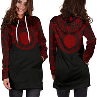 Northern Mariana Islands Women Hoodie Dress - Northern Mariana Islands Coat Of Arms Polynesian Red Black - Polynesian Pride