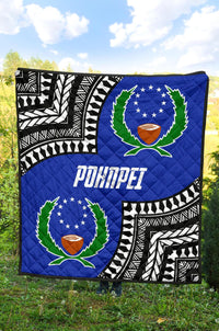Pohnpei Premium Quilt - Pohnpei Flag Micronesian Pattern - Polynesian Pride