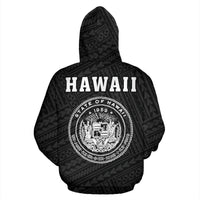 Polynesian Kakau Seal of Hawaii Zip Hoodie White - Polynesian Pride