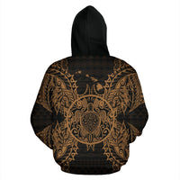 Polynesian Hawaii All Over Zip up Hoodie Turtle Gold - Polynesian Pride