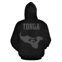 Tonga Polynesian Hoodie Tonga Coat of Arms In Turtle Map - Polynesian Pride