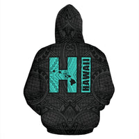 Polynesian Suffer Kanaka Warrior Hawaii Zip Hoodie Turquoise - Polynesian Pride