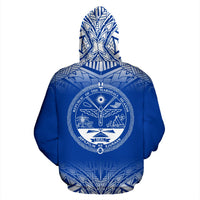 Marshall Islands Polynesian Zip up Hoodie Blue Frog - Polynesian Pride