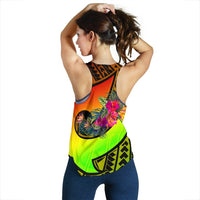 Samoa Women's Racerback Tank - Polynesian Hook And Hibiscus (Reggae) - Polynesian Pride