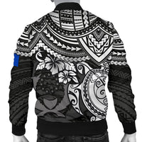 Pohnpei Polynesian Bomber Jacket (Men) - Polynesian White Turtle - Polynesian Pride