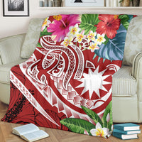 Nauru Polynesian Premium Blanket - Summer Plumeria (Red) - Polynesian Pride