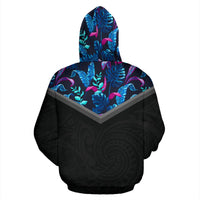 Hawaii Vintage Pattern Zip up Hoodie Blue Palm Tree - Polynesian Pride