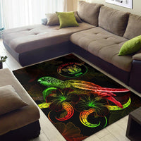 Niue Polynesian Area Rugs - Turtle With Blooming Hibiscus Reggae - Polynesian Pride