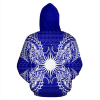 Marshall Islands Polynesian All Over Zip up Hoodie Map Blue - Polynesian Pride