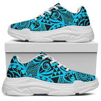 Polynesian Kakau Turtle Blue Chunky Sneakers - Polynesian Pride