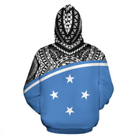 Kosrae All Over Zip up Hoodie Micronesia Curve Blue Style - Polynesian Pride