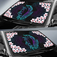 Hawaiian Shark Turtle Plumeria Car Sun Shade - Black - Zelda Style - AH - Polynesian Pride