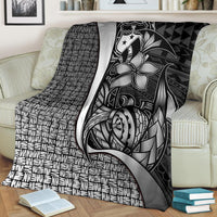 Samoa Polynesian Premium Blanket White - Turtle With Hook - Polynesian Pride