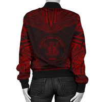Niue Polynesian Chief Women'S Bomber Jacket - Red Version - Polynesian Pride