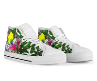 Palau High Top Shoes White - Turtle Plumeria Banana Leaf - Polynesian Pride