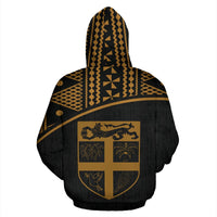 Fiji Polynesian Zip up Hoodie Gold Curve - Polynesian Pride