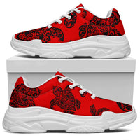 Polynesian Turtle Palm And Sea Pebbles Red Chunky Sneakers - Polynesian Pride