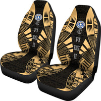 Northern Mariana Islands Car Seat Covers - C N M I Seal Polynesian Tattoo Gold - Polynesian Pride