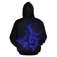 American Samoa Polynesian Hoodie Eagle Coat of rms Blue - Polynesian Pride
