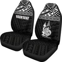 New Caledonia Custom Personalised Car Seat Covers - New Caledonia White Coat Of Arms Polynesian Tattoo - Polynesian Pride