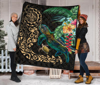 Tiki Polynesian Premium Quilt Turtle Hibiscus - Gold - Polynesian Pride