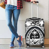 Polynesian Luggage Covers - Guam Flag, Seal with Maui Moana Tattoo White - Polynesian Pride