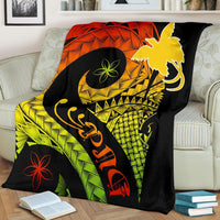 Papua New Guinea Premium Blanket - PNG Bird And Polynesian Decorative Pattern White - Polynesian Pride