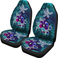Hawaii Car Seat Covers - Hawaii Turtle Flowers And Palms Retro - Polynesian Pride