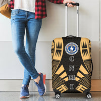 Northern Mariana Islands Luggage Cover - Polynesian Tattoo Gold - Polynesian Pride
