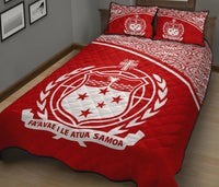 Samoa Quilt Bed Set - Samoa Coat Of Arms Red Curve Version - Polynesian Pride