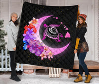 Hawaii Map Moon Star Turtle Plumeria Hibiscus Premium Quilt - Polynesian Pride