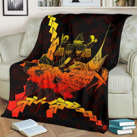 Fiji Polynesian Premium Blanket - Swordfish With Hibiscus - Polynesian Pride