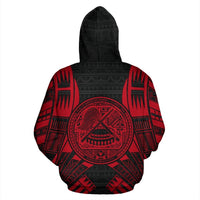 American Samoa All Over Zip up Hoodie Tattoo Red Version - Polynesian Pride