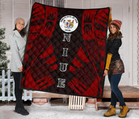 Niue Premium Quilt - Niue Seal Polynesian Red Tattoo - Polynesian Pride