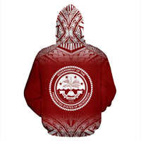 Federated States of Micronesia All Over Zip up Hoodie Fog Red - Polynesian Pride
