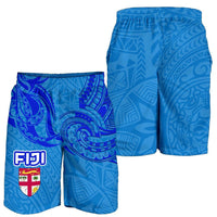 Combo Men Tank Top and Men Short Blue Fiji Rugby Polynesian Waves Style - Polynesian Pride