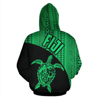 Fiji Tapa Zip up Hoodie Fiji Turtle Mermaid Green - Polynesian Pride