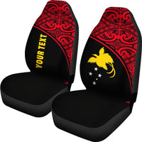 Papua New Guinea Custom Personalised Car Seat Covers - Papua New Guinea FLag Polynesian Red Curve - Polynesian Pride