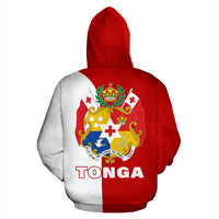 Tonga All Over Zip up Hoodie Shoulder Style - Polynesian Pride